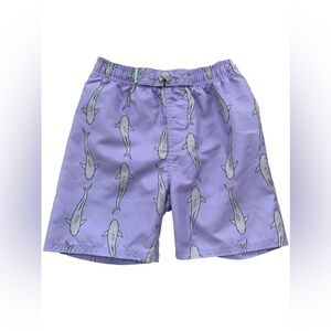 RuggedButts by RuffleButts Size 7 Purple Jawsome Shark Print Swim Trunks